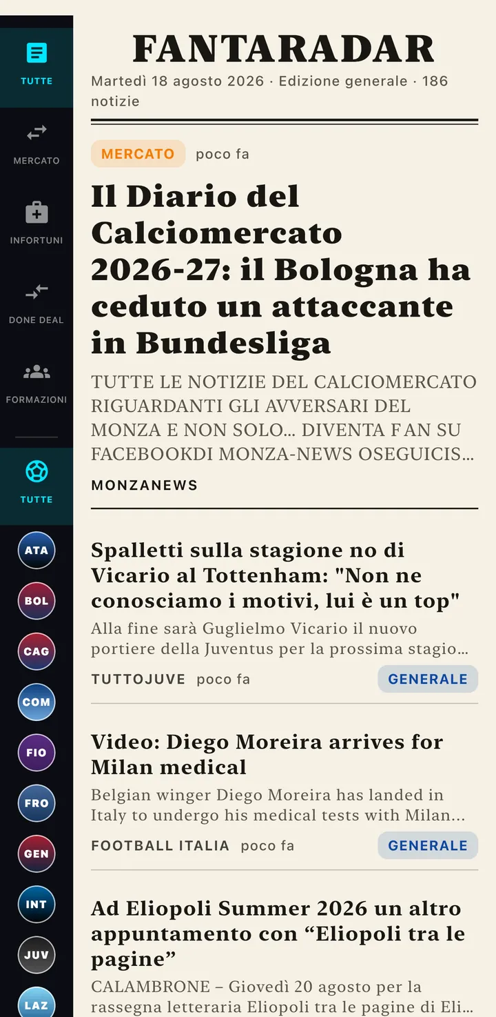 La bacheca con le notizie delle testate specializzate